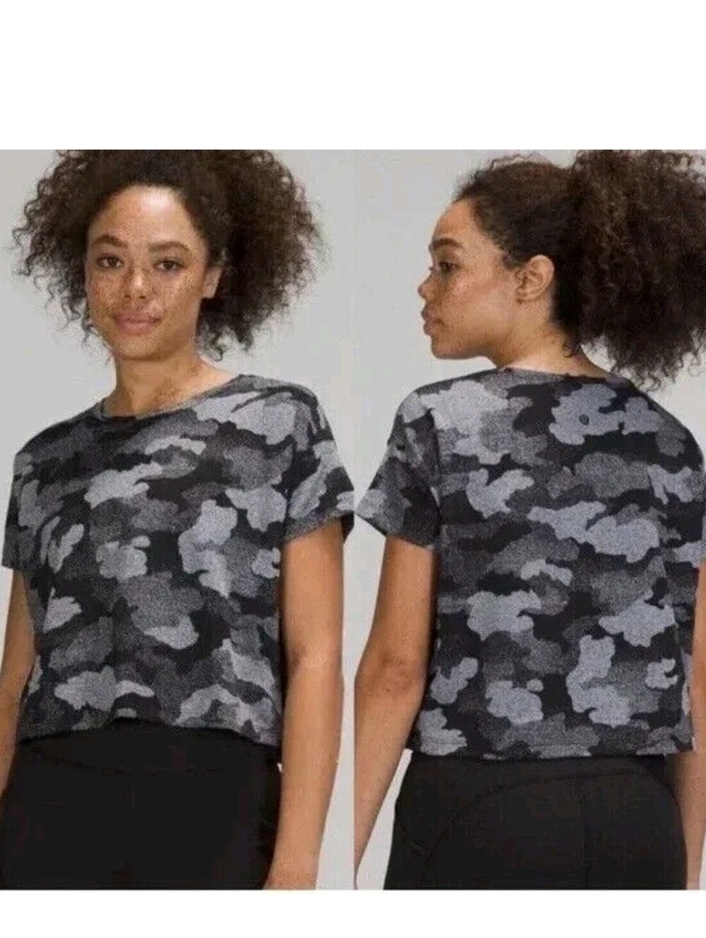 Lululemon Cates Short Sleeve Training Tee Heritage Speckle Camo Crop T Shirt